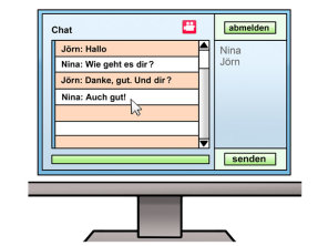 Ein Computer-Bildschirm. Darauf ein Chatfenster