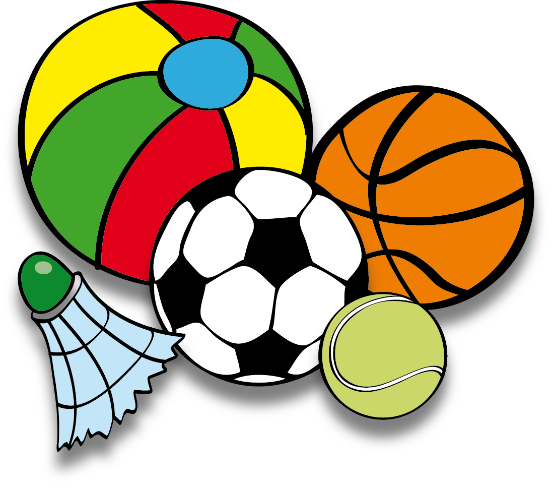 Federball, Fußball, Basketball, Tennisball und Wasserball