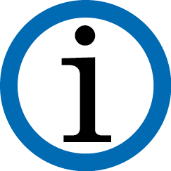 Infozeichen in einem blauen Kreis