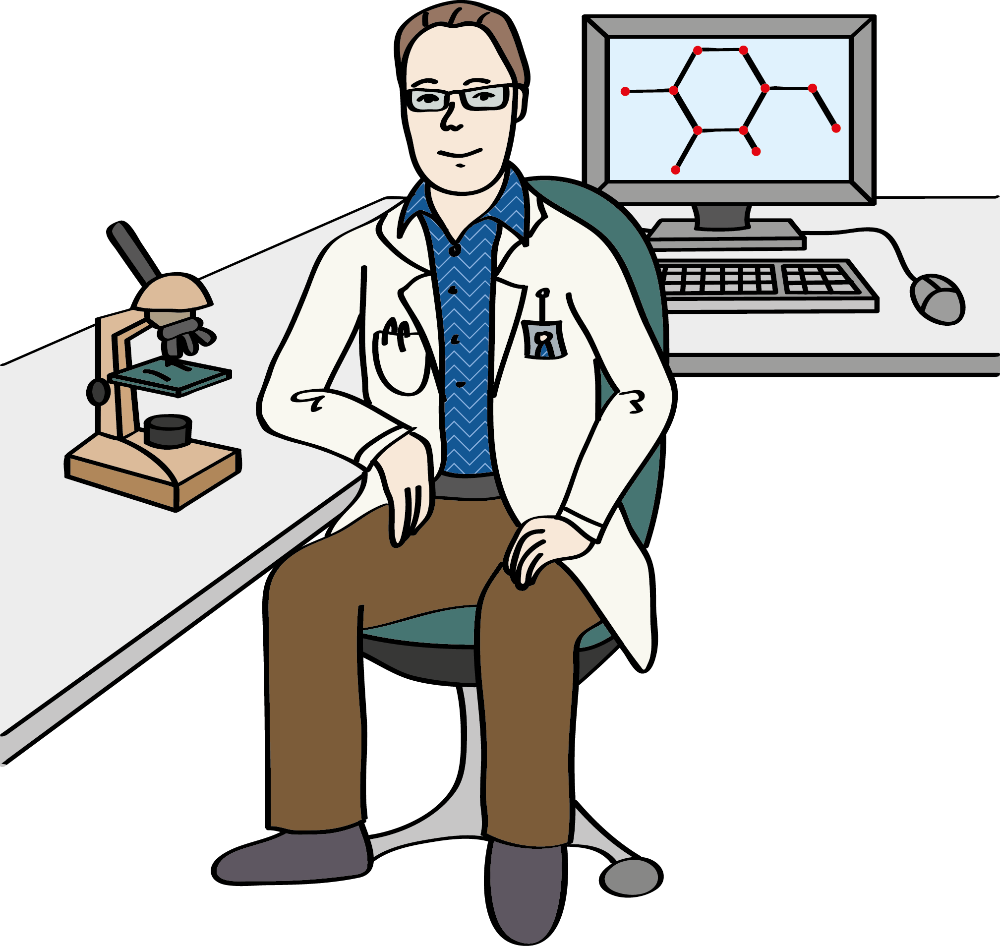Ein Mann sitzt in einem Labor